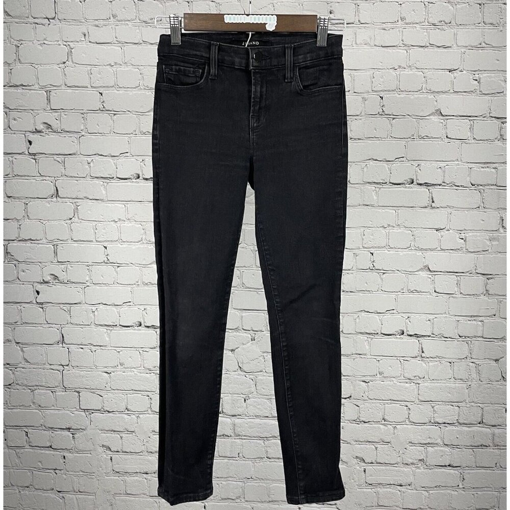 J Brand Black Denim Skinny Jean Mid Rise Stretch USA Made Size 25 (25x25.5)